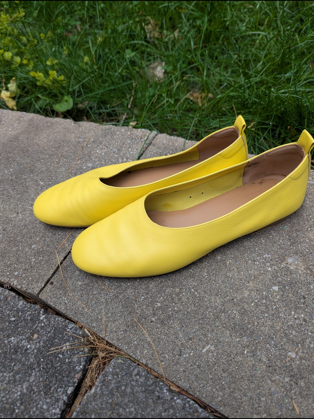 Everlane Yellow Leather Ballet Flats